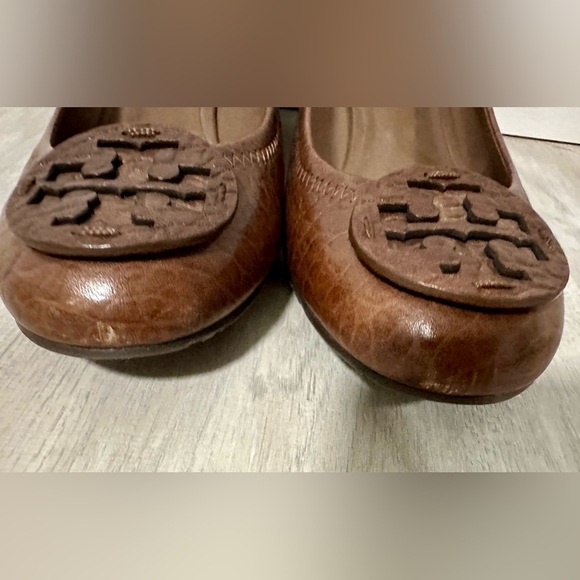 Tory Burch Sally leather wedge bison brown sz 10.5 - Picture 4 of 9